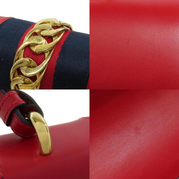 GUCCI Authentic Red Leather Sylvie Shoulder Bag - Picture 8 of 11